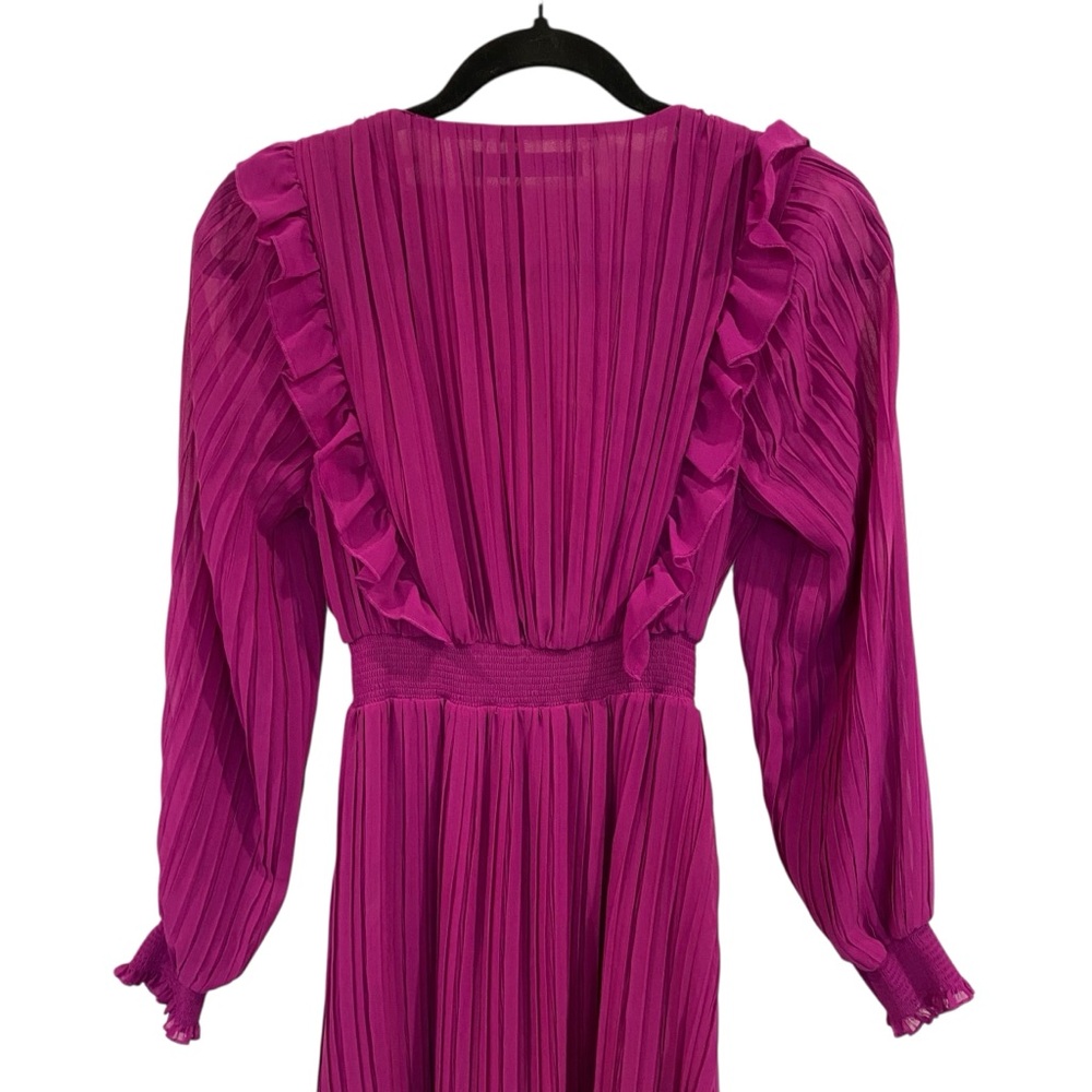 Zara Purple Pleated Ruffle Midi Dress Bloggers Favorite 4387/043 - Picture 6 of 11